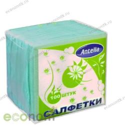 Салфетки бумажные Антелла голубые 100 шт Салфетки бумажные Антелла голубые 100 шт