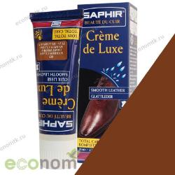 Крем для гладкой кожи светло-коричневый Saphir Creme de luxe 75 мл туба с губкой Крем для гладкой кожи светло-коричневый Saphir Creme de luxe 75 мл туба с губкой