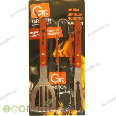 Набор инструментов для барбекю Grifon лопатка щипцы вилка Набор инструментов для барбекю Grifon лопатка щипцы вилка