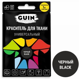 Краситель для ткани универсальный Guin черный с перчатками 10г Краситель для ткани универсальный Guin черный с перчатками 10г