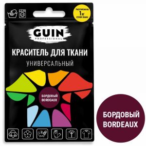 Краситель для ткани универсальный Guin бордо с перчатками 10г Краситель для ткани универсальный Guin бордо с перчатками 10г
