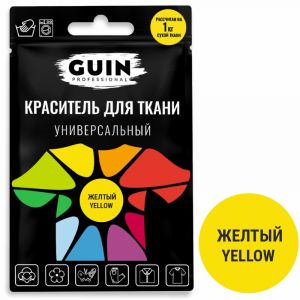 Краситель для ткани универсальный Guin желтый с перчатками 10г Краситель для ткани универсальный Guin желтый с перчатками 10г