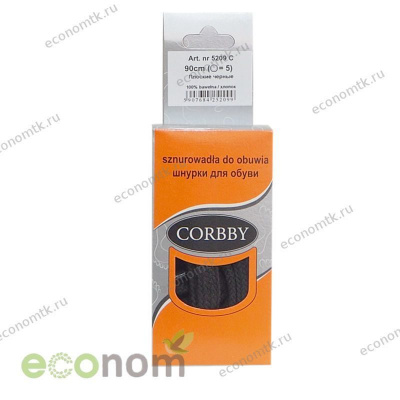 Шнурки 90 см черные плоские х/б Corbby Шнурки 90 см черные плоские х/б Corbby