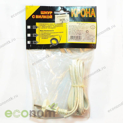 Шнур с вилкой Крона длина 3м Шнур с вилкой Крона длина 3м